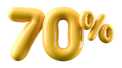 Discount 70 Percent Off Sale Yellow Number 3D Illustration