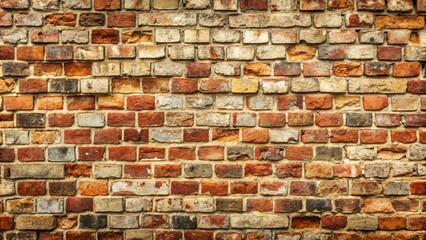 Obraz premium A Rustic Brick Wall Texture Featuring Aged and Weathered Bricks in Shades of Red, Orange, and Beige