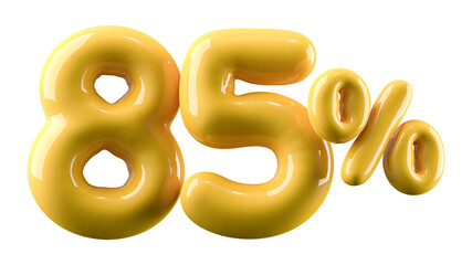 Discount 85 Percent Off Sale Yellow Number 3D Illustration