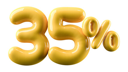 Discount 35 Percent Off Sale Yellow Number 3D Illustration
