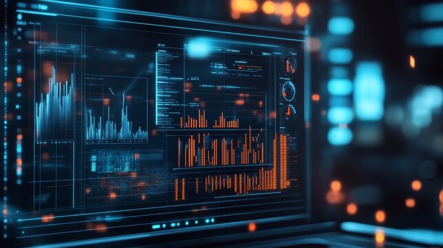 background image for linkedin header, organized place that has the idea of growth and kpis, showing technology