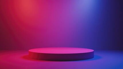 Circular Platform Under Pink and Blue Gradient Lighting