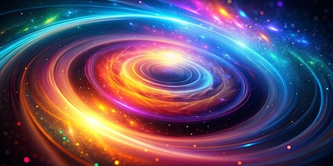 Obraz premium Abstract Cosmic Swirl Vibrant Nebula with Energetic Light Trails and Glowing Particles