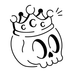 Crowned skull icon designed in doodle style 

