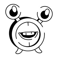 Cute clock icon designed in hand drawn style 

