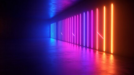 Neon Arrows Direction Abstract Background in Pink Blue Gradient Glowing Style