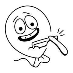 A hand drawn icon of emoji balloon 


