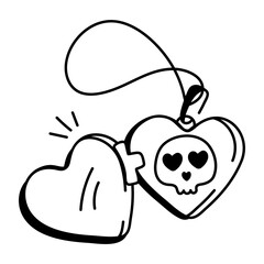 Drawing style icon of necklace with skull on it 
