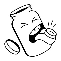 Pill bottle icon designed in doodle style 

