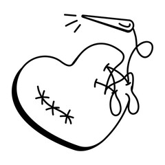 Doodle style icon of hurt heart 

