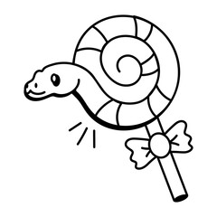 A sketchy icon of snake candy 
