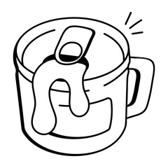 Doodle style icon of spilling drink can 


