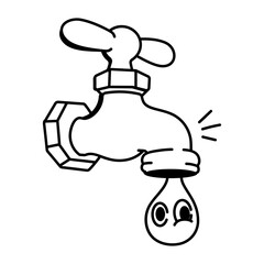 A hand drawn style icon of tap leakage 

