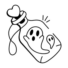 A hand drawn icon of ghost bottle 
