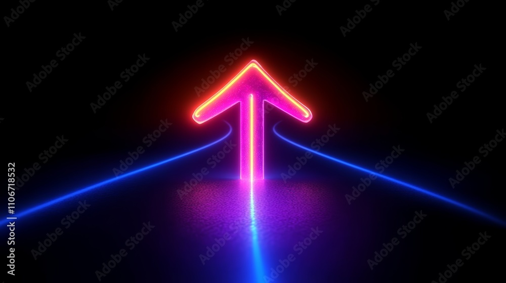 Aufkleber Abstract Neon Arrow Upward Gradient Colorful 3D Render Geometric Minimalist Design