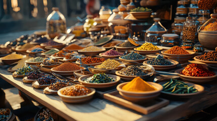 Exploring the vibrant indian spice market scene india cultural experience bustling environment eye-level view traditional spices and aromas