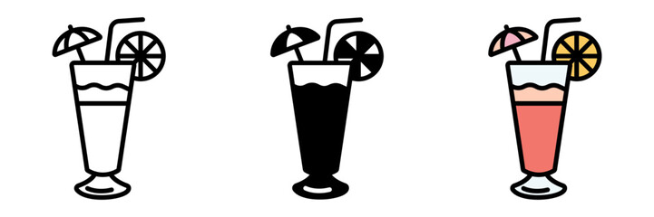 Tropical Drink icon is a refreshing beverage often served in coconuts or glasses with fruit garnishes, enjoyed on sunny beach days.