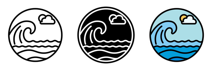 Waves icon represent the rhythmic motion of the ocean, essential for surfing, swimming, and the calming sound of crashing tides.