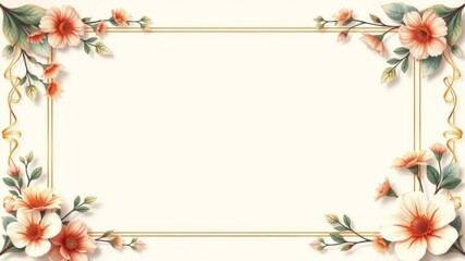 Summer background frame with blank paper texture surrounded by floral elements in retro style, perfect for adding text or images, design, banner