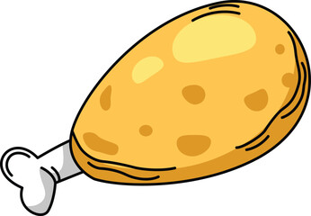 illustration of Chicken leg outline white on background vector