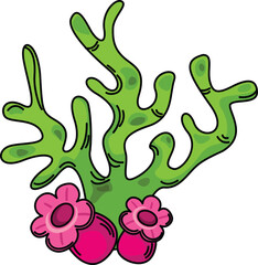 Illustration of a seaweed with coral vector