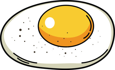 illustration of colorful fried egg outline white on background vector