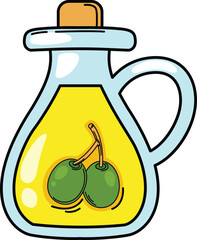 illustration of olive oil bottle outline on a white background
