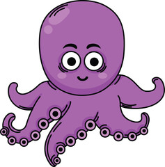 illustration of squid outline character isolated on white background vector