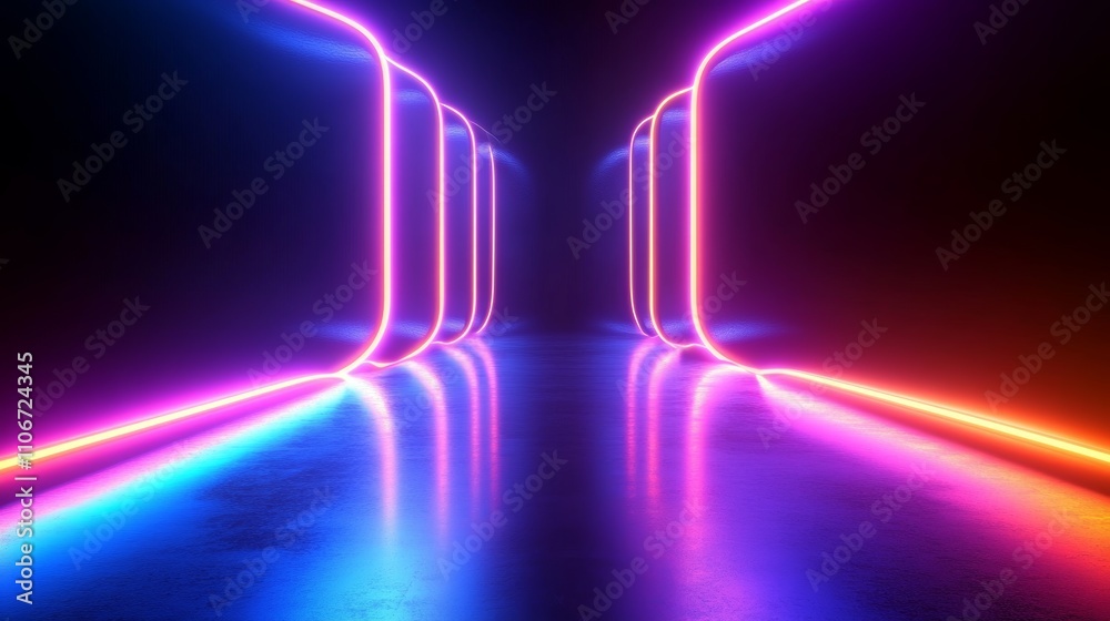 Aufkleber neon spiral abstract background glowing helix minimalist geometric design smooth gradient vibrant