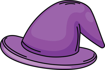 illustration of witch hat outline white on background vector