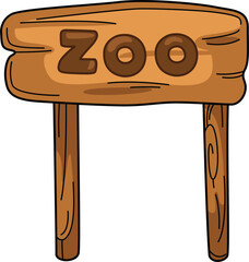 illustration of Wooden sign zoo outline white on background vector