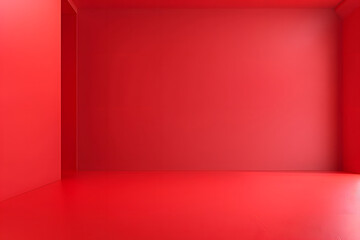 Obraz premium A minimalist red room with uniform walls and floor, emphasizing color and space.