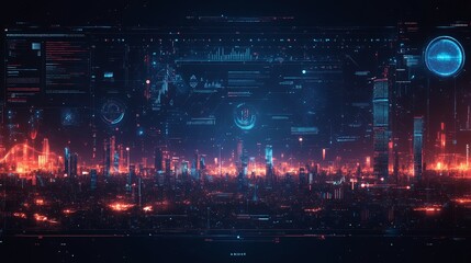 Obraz premium High definition PPT design background map with super detailed parts, integrating science, technology, and urban elements, simple and professional style, suitable for business presentations.