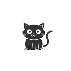 Cute Cat icon on white background. Silhouette Cat icon animal concept.