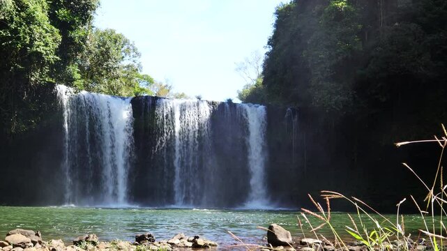 Tad Champee Waterfall cave,Tad champee (champi) the beautiful waterfall in the Pakse, Southern Laos.