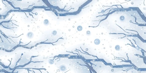 Seamless circuit board line vector pattern, with a white background, showcasing digital technology, innovation, and modern design. Highlight the complexity of electronic products.