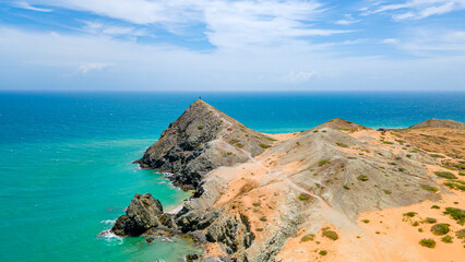 Breathtaking View of Cabo de la Vela: Where Desert Meets the Caribbean Sea in La Guajira, Colombia