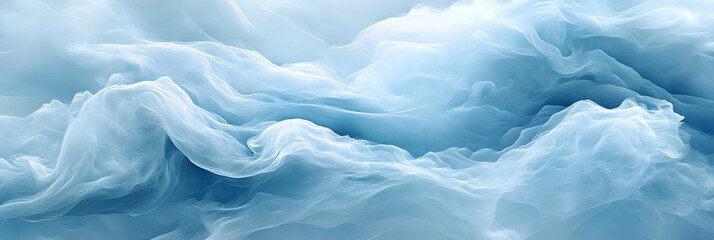 Obraz premium Abstract Blue Waves: A 3D Digital Illustration of Flowing, Ethereal Cloudscapes in Serene Hues