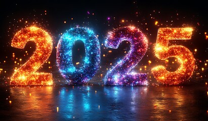Colorful Number   Happy New Year 2025  Display.