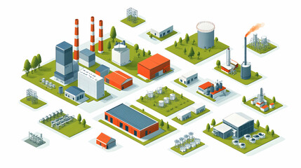 Isometric Illustration of Industrial Complex