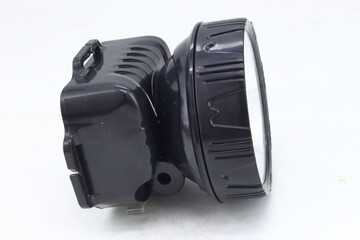 Black Portable LED Flashlight Isolated on White Background