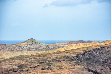 Scenic View of Cabo de la Vela’s Unique Desert Landscape Overlooking the Ocean in La Guajira, Colombia