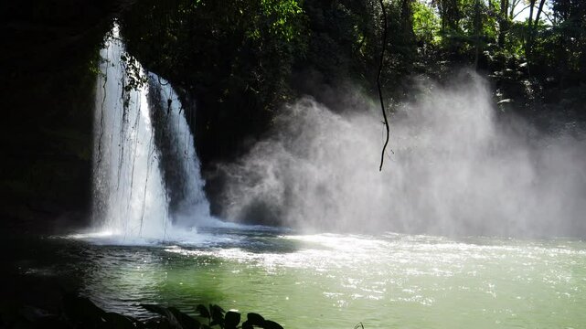 Tad Champee Waterfall cave,Tad champee (champi) the beautiful waterfall in the Pakse, Southern Laos.