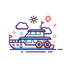  Cruise Ship Travel Illustration, icon, Element, Cartoon, cute vector