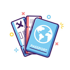  Travel Passport Illustration, icon, Element, Cartoon, cute vector