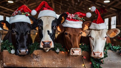 Merry Christmas from these adorable cows wearing Santa hats!  Their festive spirit is contagious!