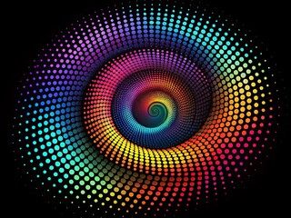 Captivating Dotted Halftone Vector Spiral Pattern with Ellipses in Low Light, Creating a Unique Textural Experience for Modern Design and Art Applications