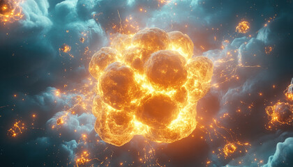 Obraz premium Atomic nucleus explosion in artistic style