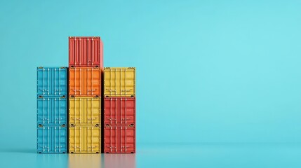 Obraz premium Towering stacks of colorful shipping containers, glimpse into global logistics and maritime trade