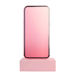 Pink Smartphone on a Matching Pink Pedestal